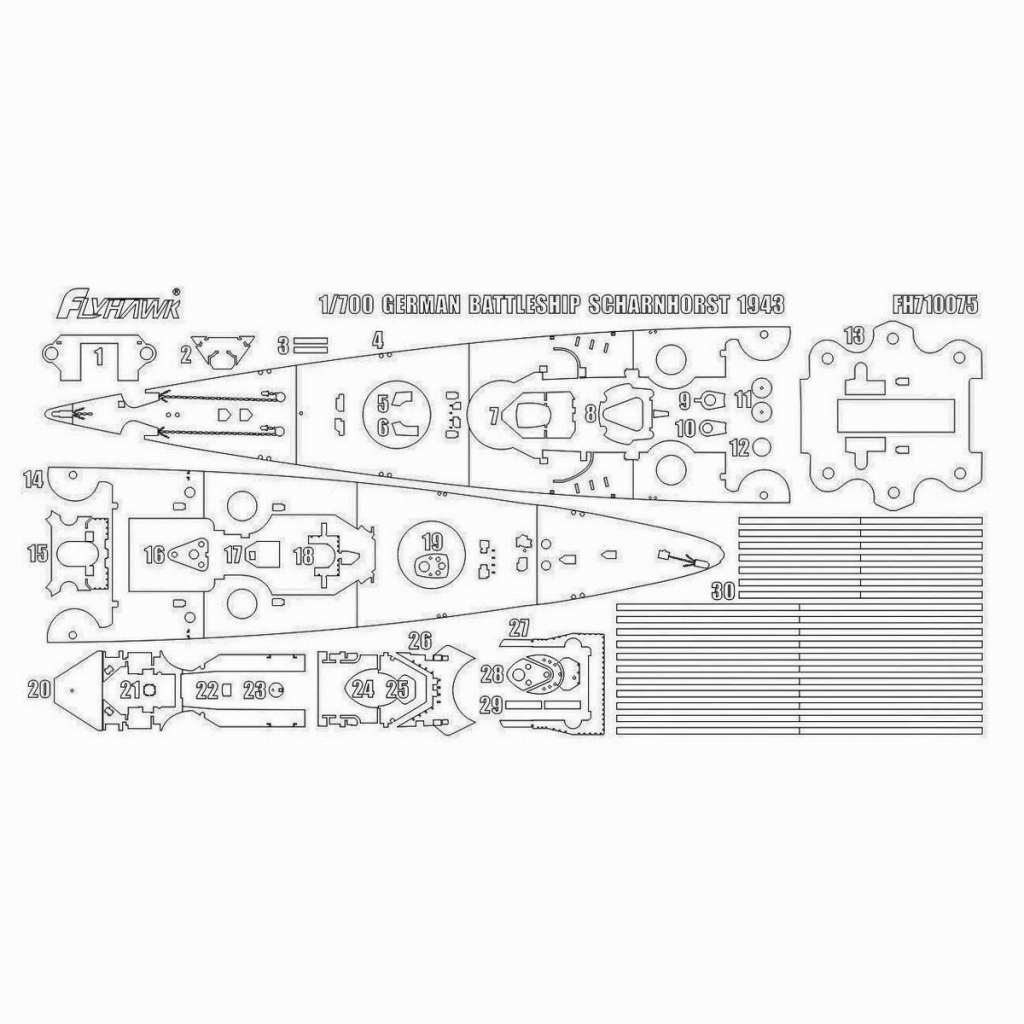 【新製品】710075 ドイツ海軍 戦艦 シャルンホルスト 1943 マスキングシート (FH1148用)