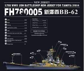 【新製品】780005)WWII 米海軍 戦艦 BB-62 ニュージャージー ディティールセット