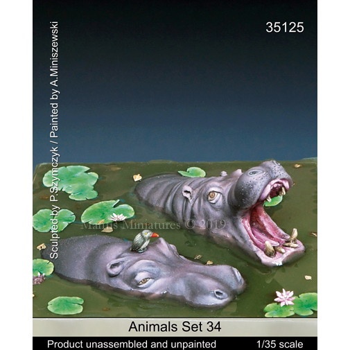 【新製品】35125 動物セット34　淡水の水辺に棲む動物編カバ
