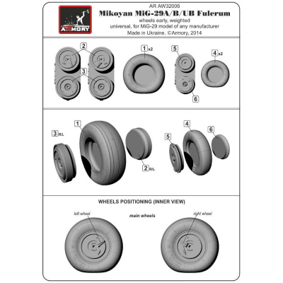 【新製品】ARAW32006)MiG-29A/B/UB フルクラム 自重変形タイヤセット 初期タイプ