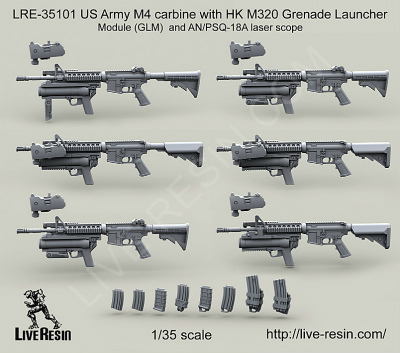 【新製品】[2013623510106] LRE-35101)US Army M4 carbine with HK M320 Grenade Launcher Module (GLM) and AN/PSQ-18A laser scope