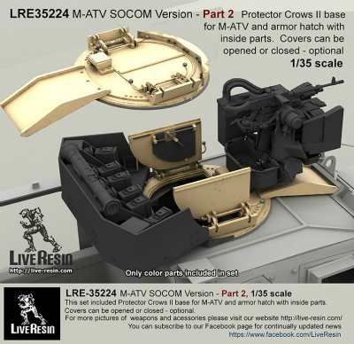 【新製品】LRE-35224)M-ATV SOCOM Version upgrade. Part 2 - Protector Crows II base for M-ATV and armor hatch with inside parts. Covers can be optional - opened or closed