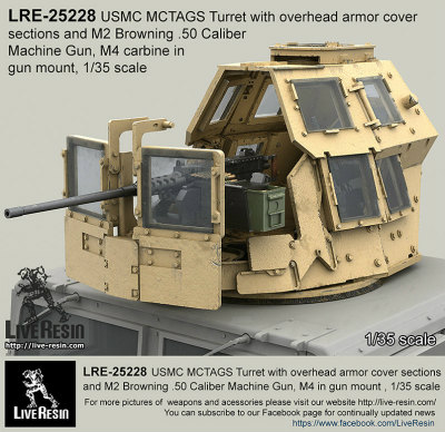 【新製品】LRE-35228)MCTAGS - Marine Corps Transparent Armored Gun Shield USMC Turret with overhead armor cover sections and M2 Browning .50 Caliber Machine Gun, included M4 in gun mount. M2 Machine gun is included.