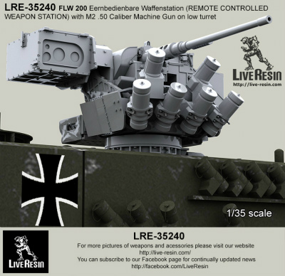 【新製品】LRE-35240)FLW 200 Eernbedienbare Waffenstation (REMOTE CONTROLLED WEAPON STATION) with M2 .50 Caliber Machine Gun (German version) and LAZ 200L optic system on low turret for Leopard2A7 - Leopard 2PSO, Boxer GTK, Dingo 2, etc