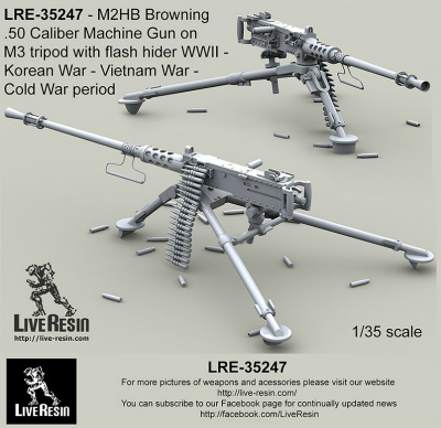 【新製品】LRE-35247)M2HB Browning .50 Caliber Machine Gun on on M3 tripod with flash hider WWII - Korean War - Vietnam War - Cold War period