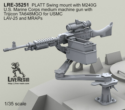 【新製品】LRE-35251)M240G on PLATT Swing mount with U.S. Marine Corps medium machine gun with Trijicon TA648MGO mounted on USMC LAV-25 and MRAPs. Recommend to use with LRM35007 figure