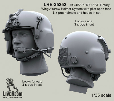 【新製品】LRE-35252)HGU/56P HGU-56/P Rotary Wing Aircrew Helmet System with pilot open face, looks foward and looks aside