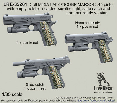 【新製品】LRE-35261)Colt M45A1 M1070CQBP MARSOC .45 pistol with empty holster included surefire light, slide catch and hammer ready version