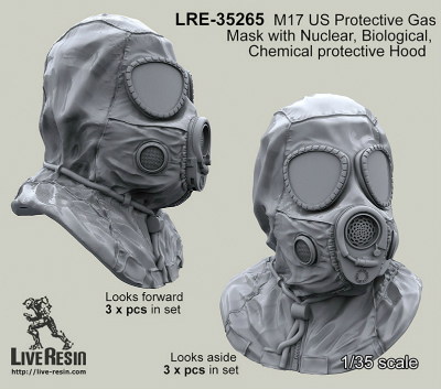 【新製品】LRE-35265)M17 US Protective GasMask with Nuclear, Biological, Chemical protective Hood looks foward and looks aside position