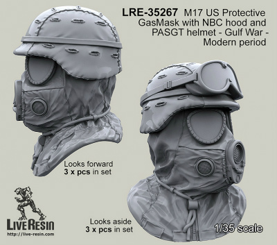 【新製品】LRE-35267)M17 US Protective GasMask with NBC hood and PASGT helmet - Gulf War - Modern periods looks foward and looks aside position