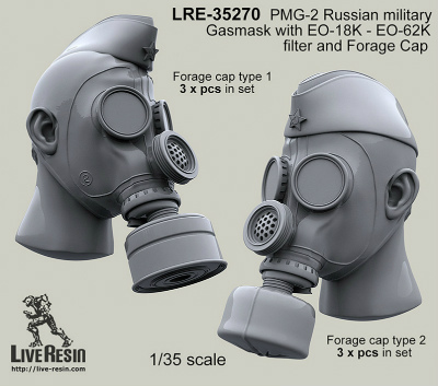 【新製品】LRE-35270)PMG-2 Russian military Gasmask with EO-18K - EO-62K filter and Forage Cap