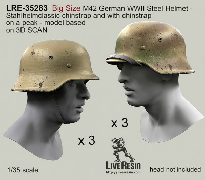【新製品】LRE-35283)Big Size M42 German WWII Steel Helmet - Stahlhelm 42, classic chinstrap and with chinstrap on a peak - real helmet replica