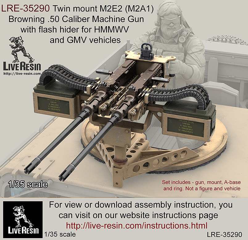 【新製品】LRE-35290)Twin mount M2E2 (M2A1) Browning .50 Caliber Machine Gun wit flash hider for HMMWV and GMV