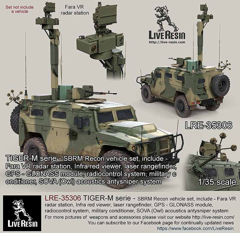 【新製品】LRE-35306)TIGER-M serie - SBRM Recon vehicle set, include - Fara VR radar station, Infra red viewer, laser rangefinder, GPS - GLONASS module, radiocontrol system, military conditioner, SOVA (Owl) acoustics antysniper system