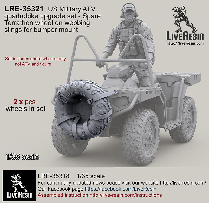 【新製品】LRE-35321 US Military ATV quadrobike upgrade set - Spare Terrathon wheel on webbing slings for bumper mount