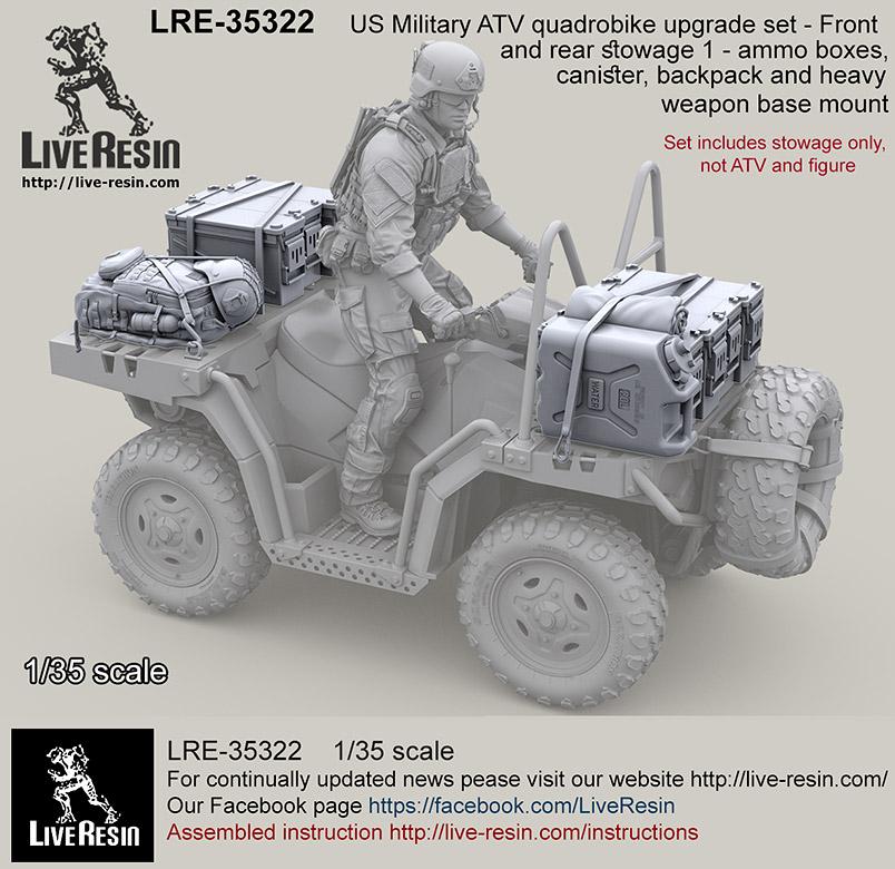 【新製品】LRE-35322 US Military ATV quadrobike upgrade set - Front and rear stowage 1 - ammo boxes, canister, backpack and heavy weapon base mount
