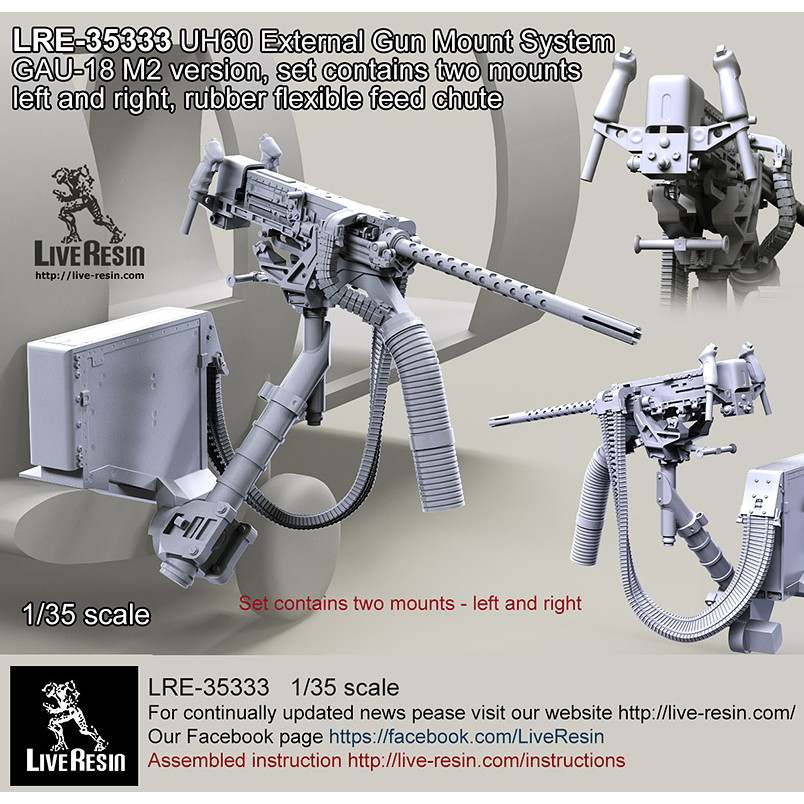 【再入荷】LRE-35333 HH-60G External Gun Mount System GAU-18 M2 version, set contains two mounts left and right, rubber flexible feed chute