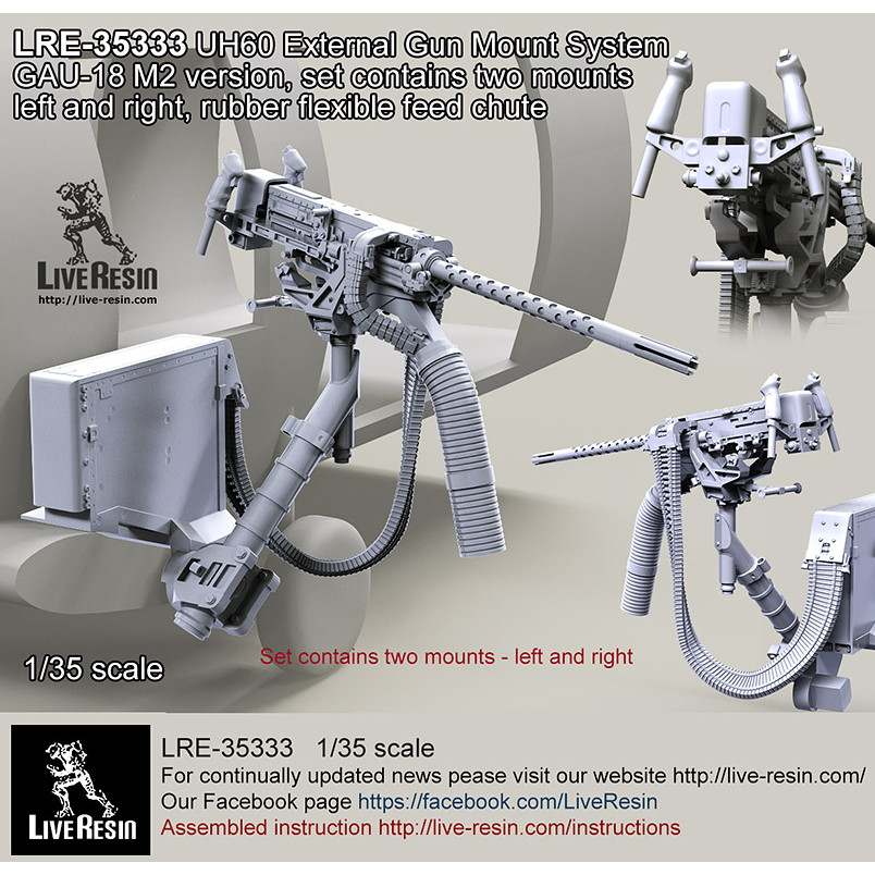 【新製品】LRE-35333 HH-60G External Gun Mount System GAU-18 M2 version, set contains two mounts left and right, rubber flexible feed chute