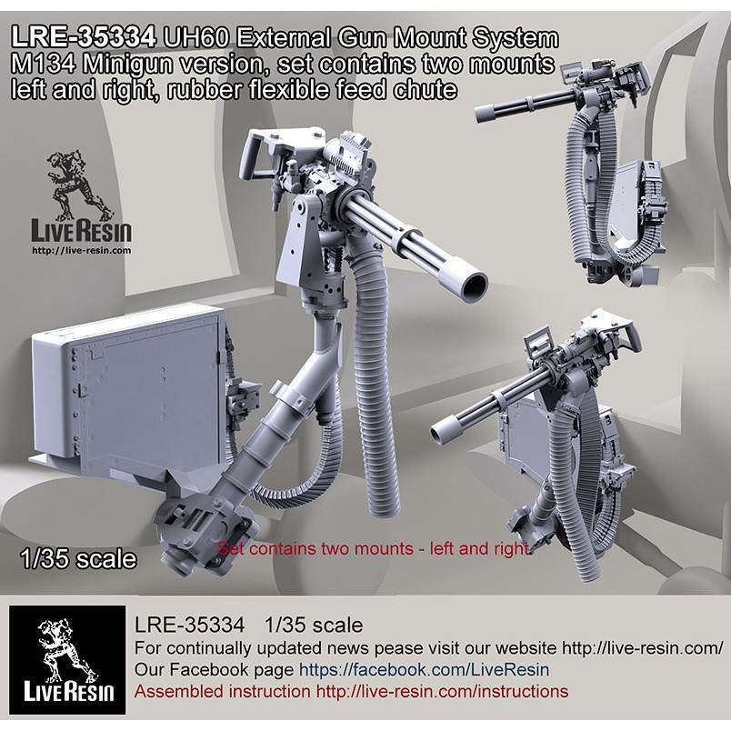 【新製品】LRE-35334 HH-60G External Gun Mount System M134 Minigun version, set contains two mounts left and right, rubber flexible feed chute