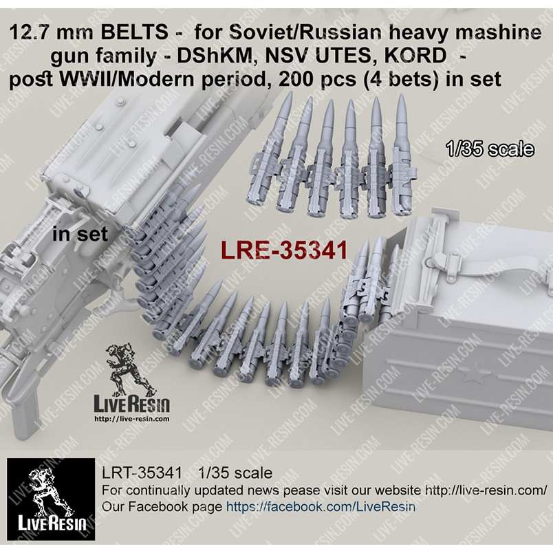 【新製品】LRE-35341 12.7 mm BELTS - for Soviet/Russian heavy mashine gun family - DShKM, NSV UTES, KORD - post WWII/Modern period, 200 pcs (4 bets) in set