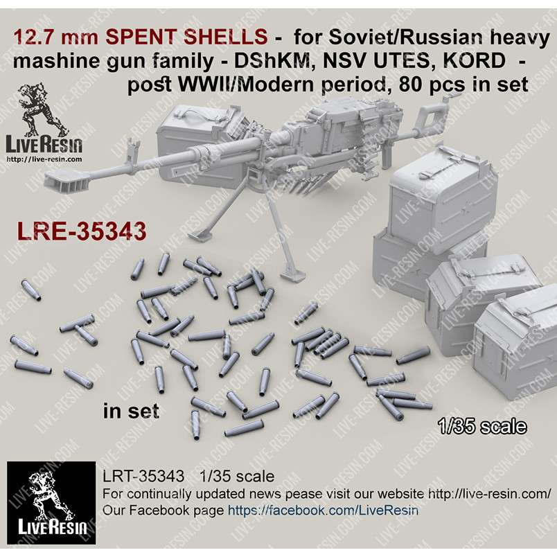 【新製品】LRE-35343 12.7 mm SPENT SHELLS - for Soviet/Russian heavy mashine gun family - DShKM, NSV UTES, KORD - post WWII/Modern period, 80 pcs in set