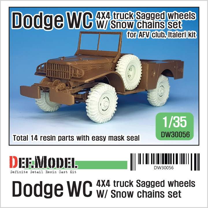 【新製品】DW30056 WWII アメリカ ダッジ WC 4×4 スノーチェーン付自重変形タイヤセット(スペアタイヤ付)