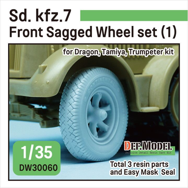 【新製品】DW30060 WWII ドイツ Sd.kfz.7 8tハーフトラック 前輪 自重変形タイヤセット 1
