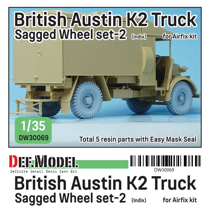 【新製品】DW30069 1/35 WWII イギリス オースチン K2トラック 自重変形タイヤセット(2)(エアフィックス用)