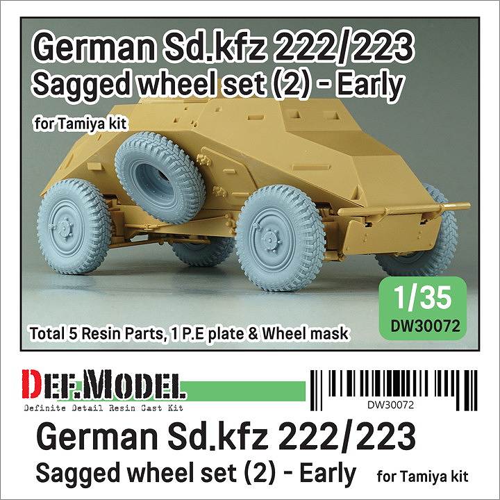 【新製品】DW30072 1/35 WWII ドイツ Sd.Kfz.222/223 自重変形タイヤセット(2) 初期型 タミヤ用