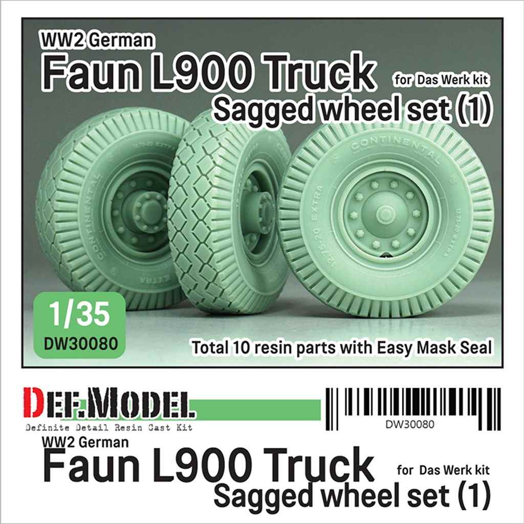 【新製品】DW30080 1/35 WWII ドイツ Faun L900 トラック 自重変形タイヤセット コンチネンタル ダス・ヴェルク用