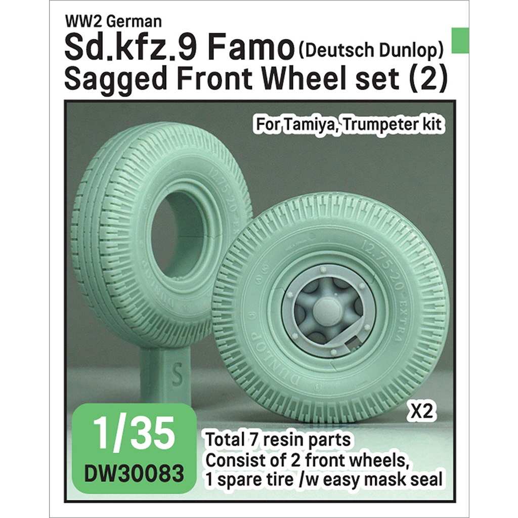 【新製品】DW30083 1/35 WWII ドイツ Sd.kfz.9 ファモ 自重変形タイヤセット タミヤ/トランペッター用