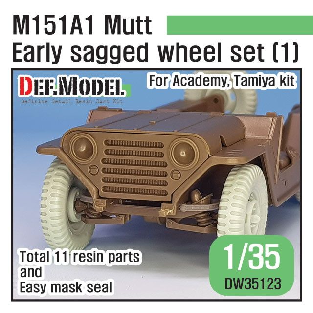 【新製品】DW35123 アメリカ M151A1 フォード マット 初期タイプ自重変形タイヤセット1 タミヤ/アカデミー用