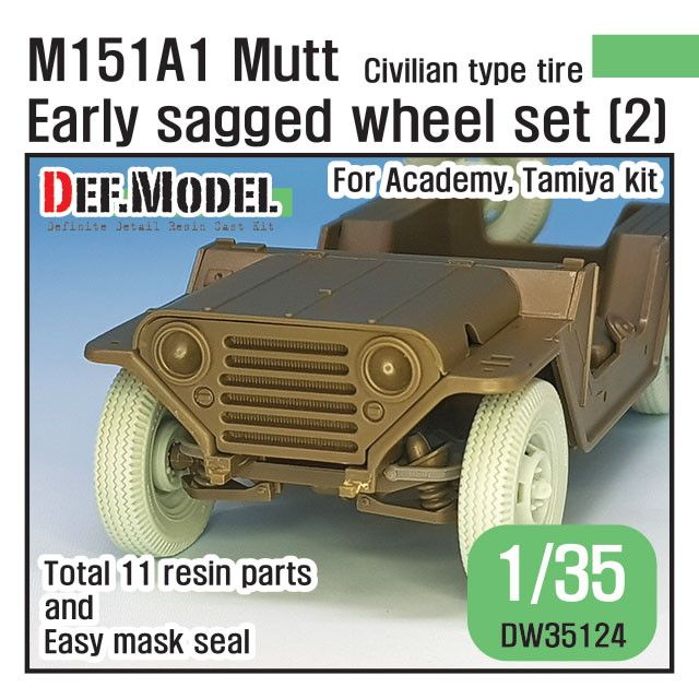 【新製品】DW35124 アメリカ M151A1 フォード マット 初期タイプ自重変形タイヤセット2 タミヤ/アカデミー用