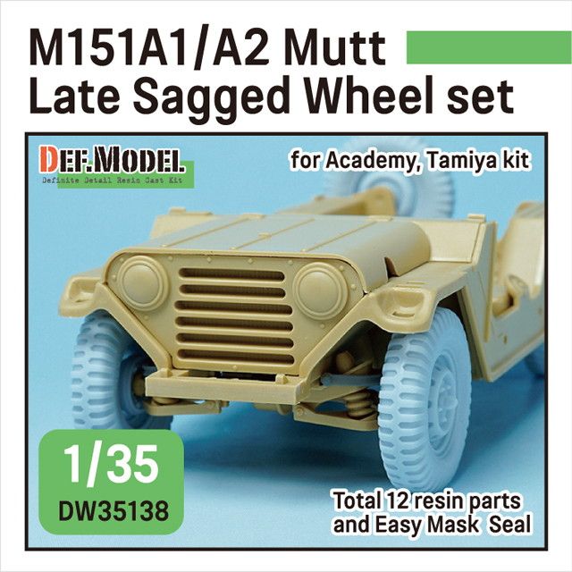 【新製品】DW35138 現用 アメリカ フォード M151A1/A2 マット ケネディジープ 自重変形タイヤセット