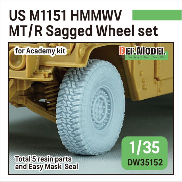 【新製品】DW35152 1/35 現用 アメリカ M1151 ハンビー用自重変形MT/Rタイヤセット(アカデミー用)