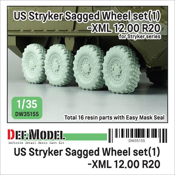 【新製品】DW35155 1/35 現用 アメリカ M1126 ストライカー 自重変形タイヤセット(1) XML 12.00 R20