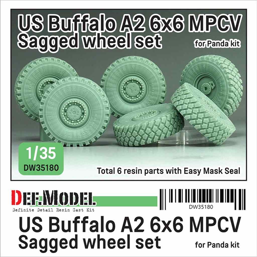 【新製品】DW35180 1/35 アメリカ バッファロー A2 6x6 MPCV 自重変形タイヤセット (パンダホビー用)