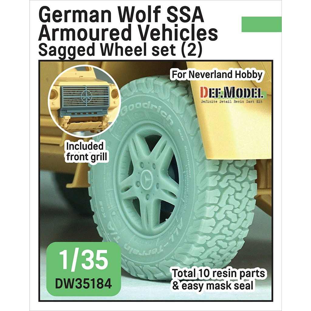 【新製品】DW35184 1/35 ドイツ ウルフ SSA 特別防護装備車輛 自重変形タイヤセット(2) (ネバーランドホビー用)