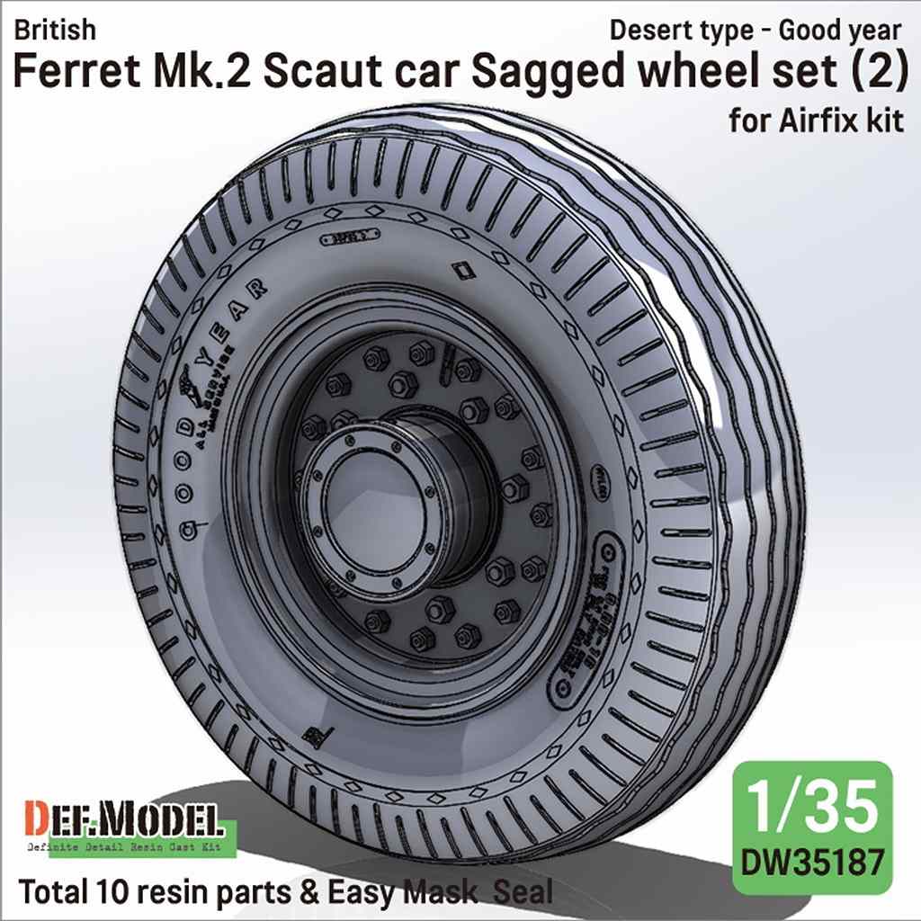 【新製品】DW35187 1/35 イギリス フェレット Mk.2 偵察車 自重変形タイヤセット#2