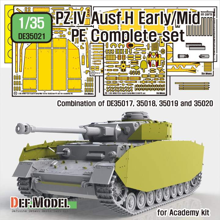 【新製品】DE35021 ドイツ IV号戦車H型初期-中期 エッチングパーツコンプリートセット