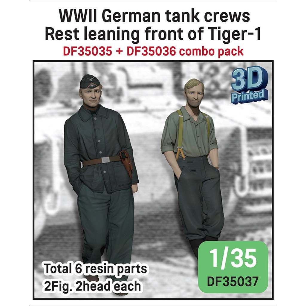 【新製品】DF35037 1/35 WWII ドイツ ティーガーIの前面によりかかって休む戦車兵 2体セット