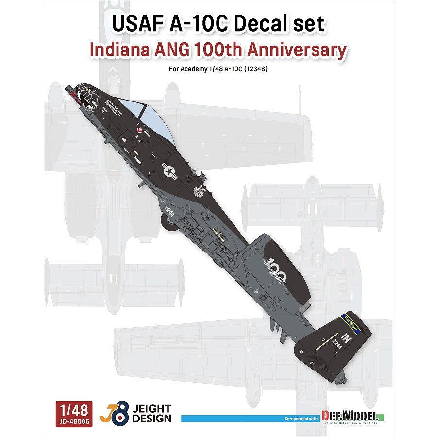 【新製品】JEIGHT DESIGN JD-48006 1/48 アメリカ空軍 A-10 サンダーボルトII インディアナANG 100周年記念塗装