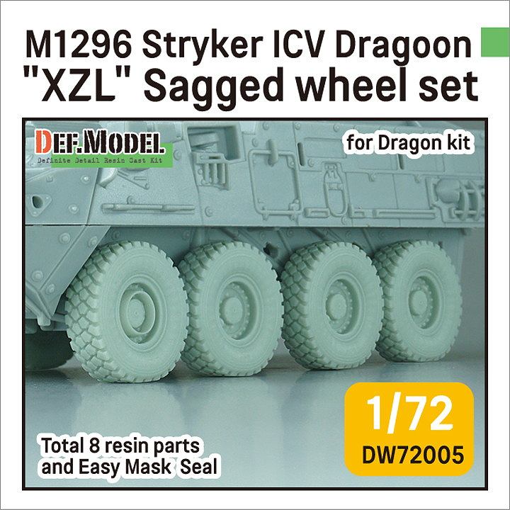 【新製品】DW72005 1/72 現用 アメリカ M1296 ストライカー ICV ドラグーン XZL 自重変形タイヤセット ドラゴン用
