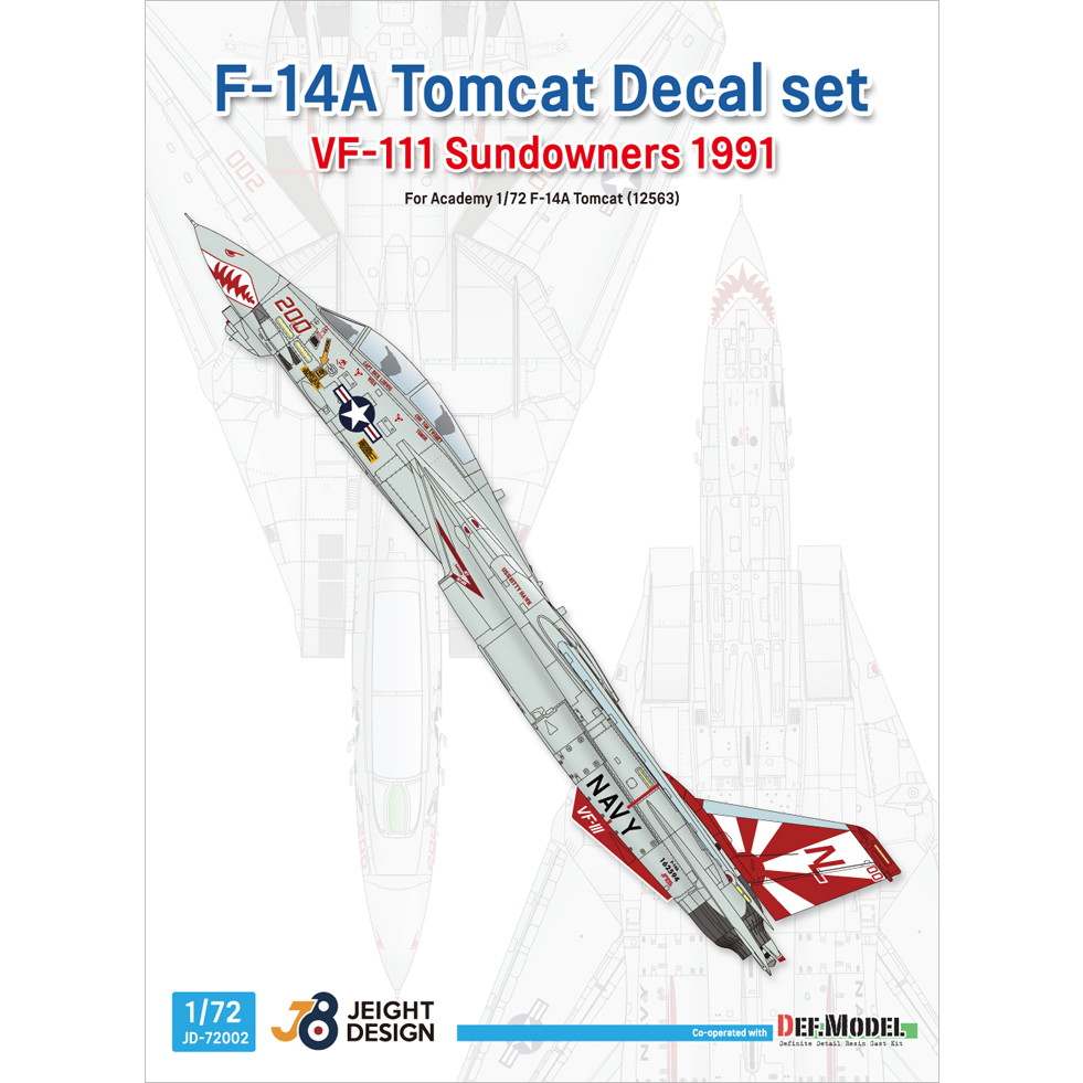 【再入荷】JEIGHT DESIGN JD-72002 1/72 グラマン F-14A トムキャット VF-111 サンダウナーズ 1991年 【ネコポス可】