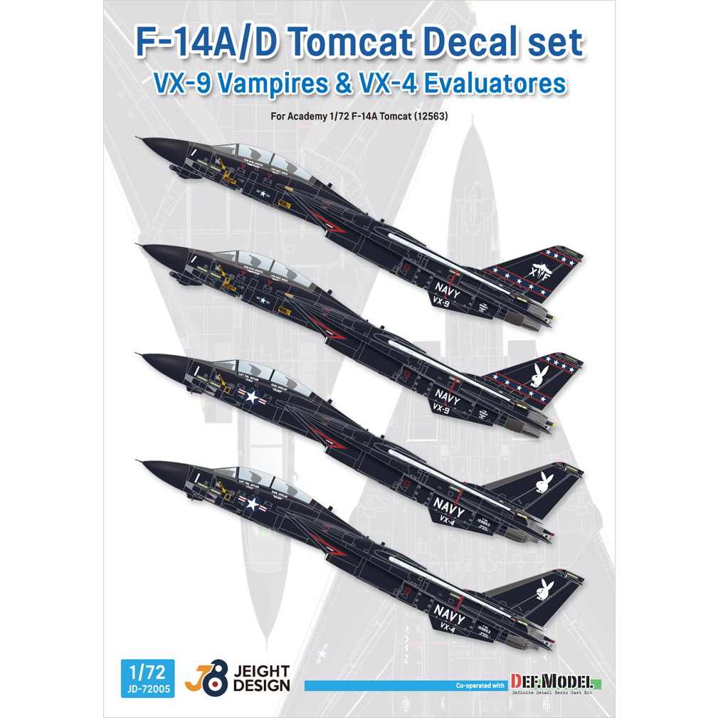 8月8日入荷予定 JEIGHT DESIGN JD-72005 1/72 グラマン F-14A/D トムキャット VX-4 & VX-9 ブラックバニー 【ネコポス可】