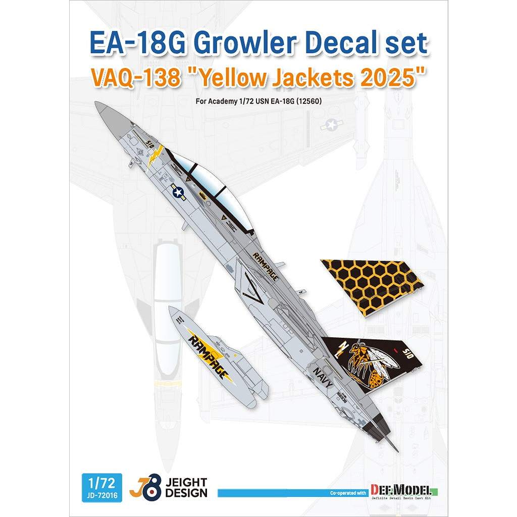 【新製品】JEIGHT DESIGN JD-72016 1/72 ボーイング EA-18G グラウラー VAQ-138 イエロージャケッツ