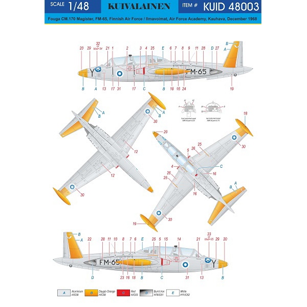 【新製品】KUID48003)フーガ CM.170 マジステール フィンランド空軍 1968年12月