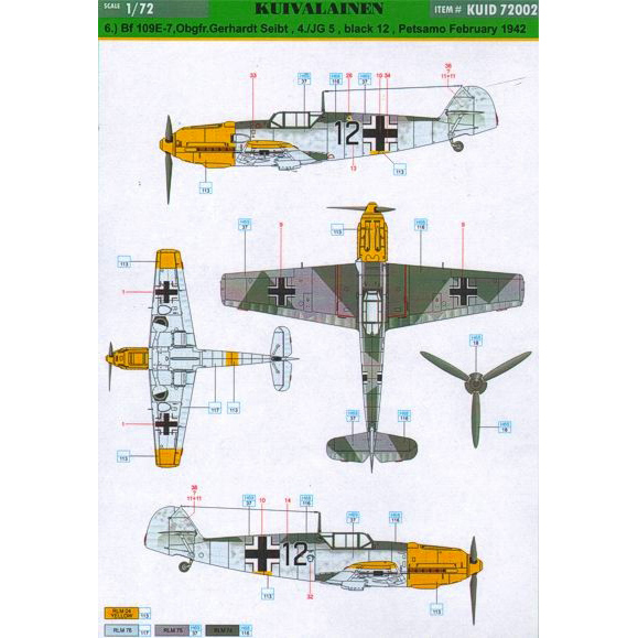 【新製品】[2014037300208] KUID72002)メッサーシュミット Bf109E ドイツ空軍フィンランド戦線