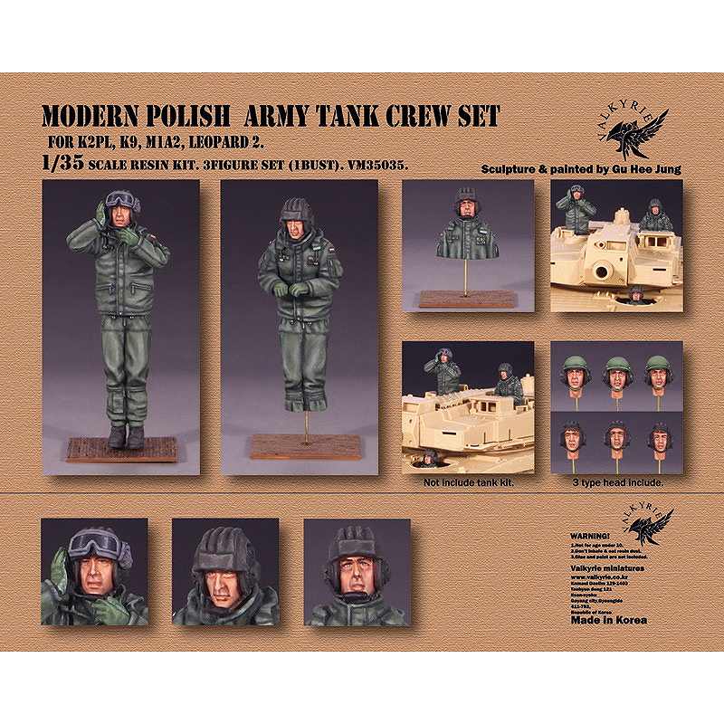 【新製品】VM35035 1/35 現用 ポーランド 戦車/自走砲乗員セット(K2PL/K9/M1A2エイブラムス/レオパルド2用 3体入)