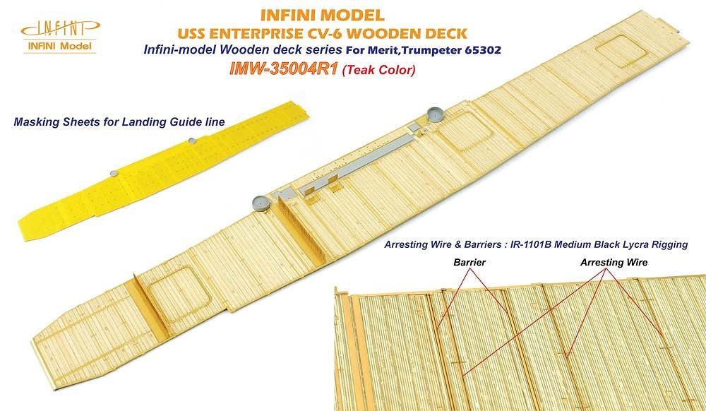 【新製品】IMW-35004R1)アメリカ海軍 空母 CV-6 エンタープライズ 1942年用 木製甲板